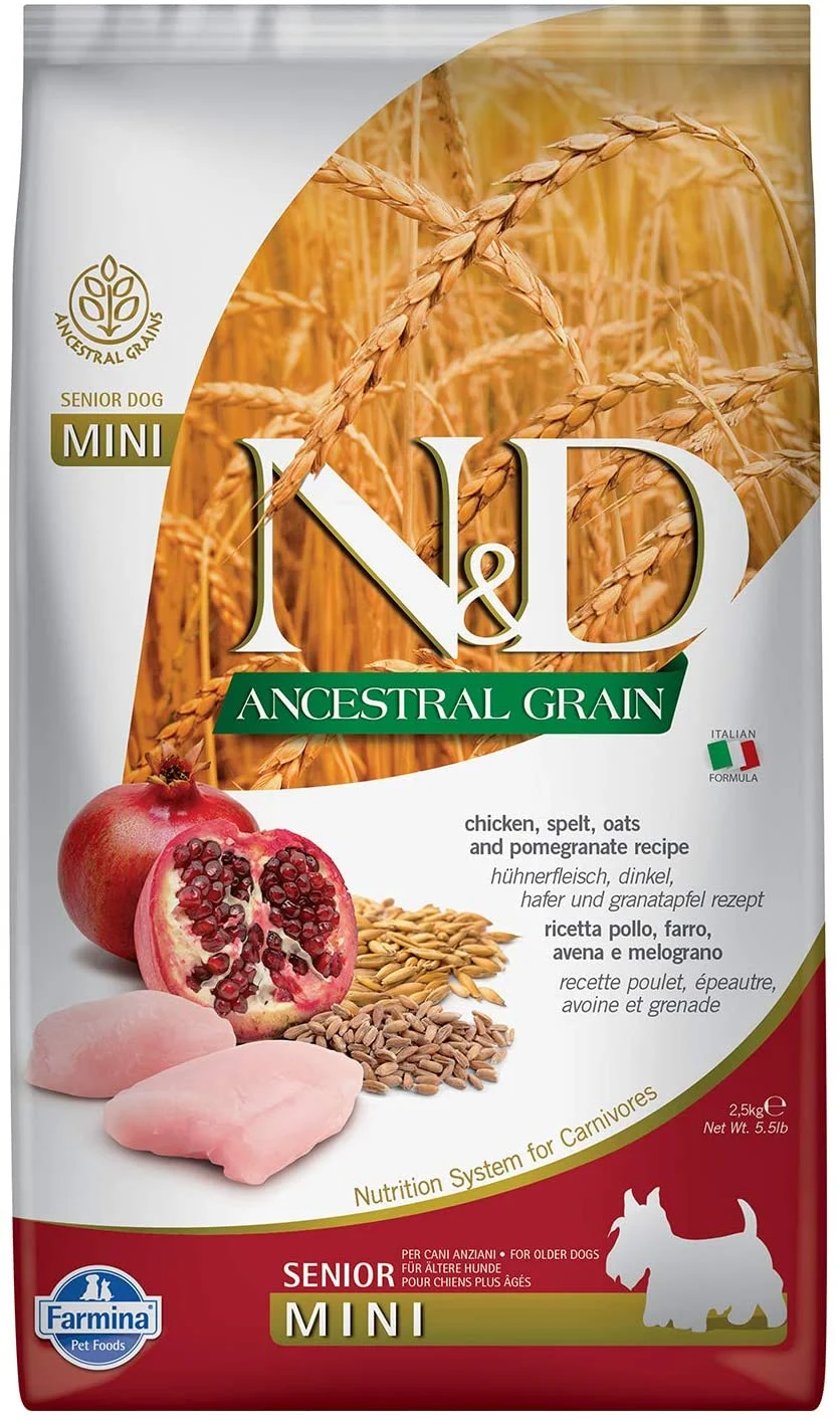 Farmina Ancestral Grain Chicken & Pomegranate Senior Mini Dry Dog Food - 5.5 lb Bag