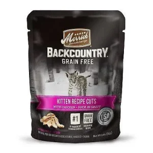 Merrick 'Backcountry' Grain-Free Kitten Recipe Real Cuts Wet Cat Food - 3 oz Pouches - Case of 24