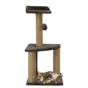 Furrlovers Two Floor Soft Fur Activity Cat Tree for Kittens & Cats with Scratching Post, Natural Sisal Rope & Hanging Ball (Brown)