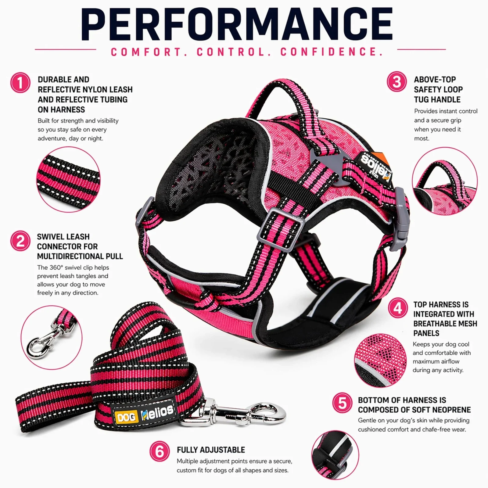 Dog Helios ® 'Journey Wander' Chest Compressive Sporty Adjustable Dog Harness and Leash - Image 2