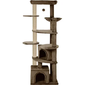 Furrlovers Multilevel Cat Tree with Scratching Posts, Condo & Top Bed with Jute Rope (Brown)