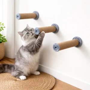 Furrlovers Wall Mounted Scratching Pole with Natural Jute for Cats (Grey)
