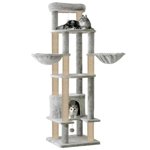 Furrlovers Multi-Level Cat Tree Tower with Scratching Posts, Hammock & Condo (Grey)