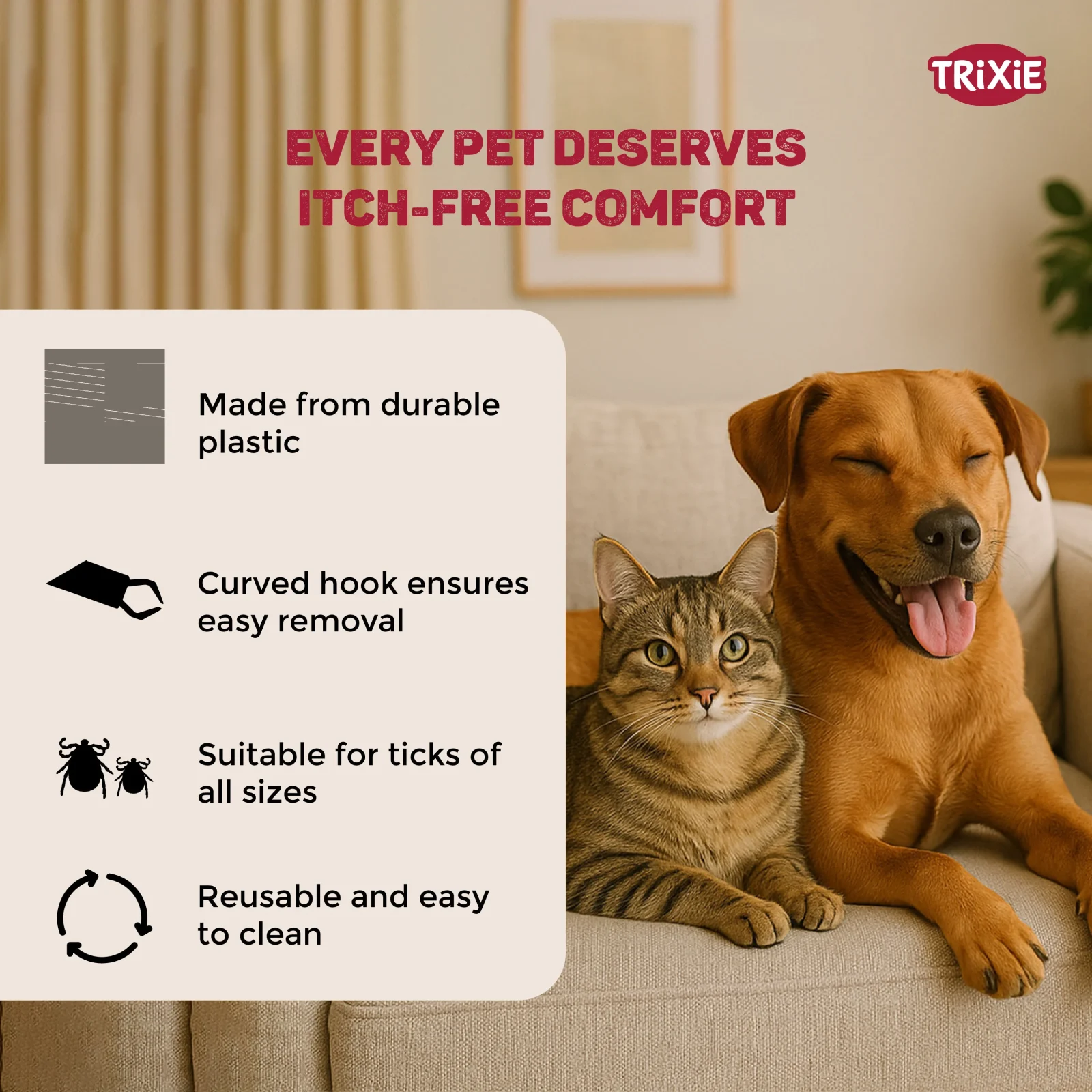 Trixie Tick Tweezers Plastic for Cats and Dogs (Teal) - Image 2