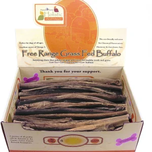 Canine Caviar Free-Range Fed Buffalo Stix Natural Dog Bully Sticks - 12 Inch - 50 Count