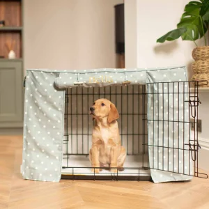 Dog Crate with Crate Cover in Duck Egg Spot by Lords & Labradors