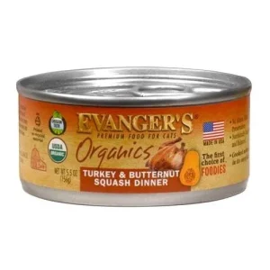 Evanger's Organics Turkey with Butternut Squash Canned Cat Food - 5.5oz Cans - Case of 24