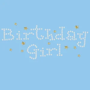 Large Birthday Girl Rhinestone Bandana in Light Blue