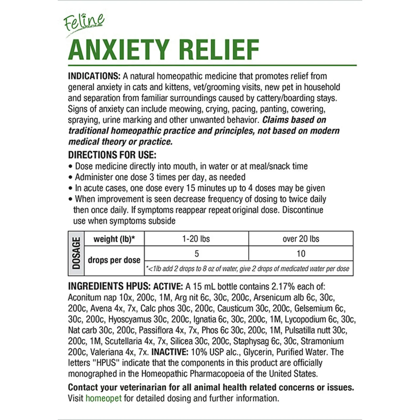 HomeoPet Feline Homeopathic Anxiety Relief Drops for Cats - Image 2