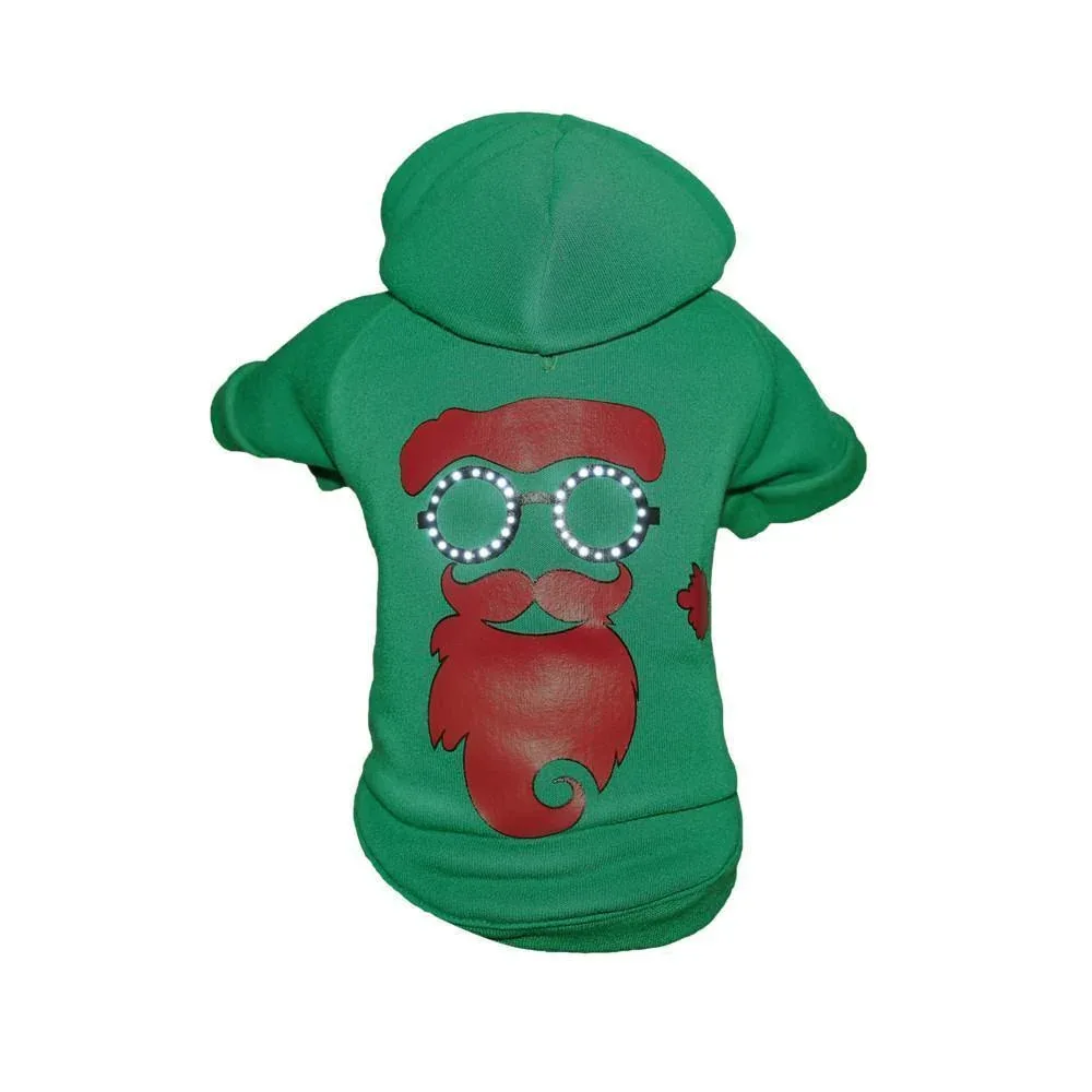 Pet Life ® LED Lighting 'Cool Santa Shades' Hooded Dog Costume Sweater w/ Included Batteries - Image 2