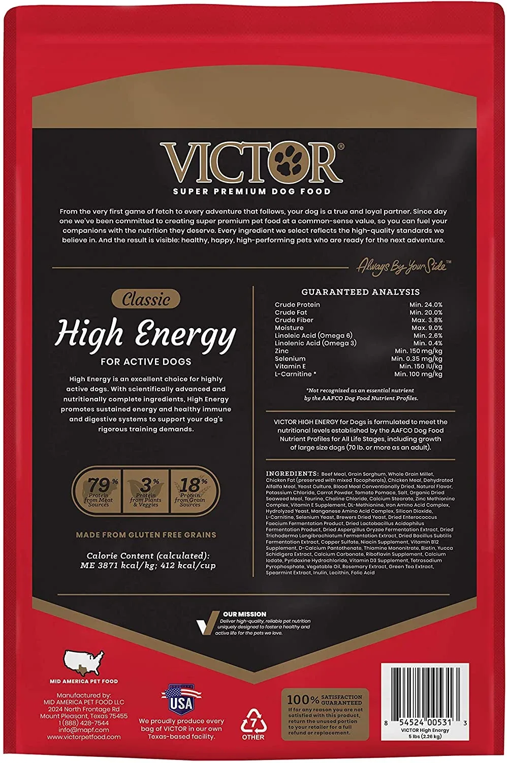 Victor High Energy Formula Dry Dog Food - 5 lb Bag - Image 2