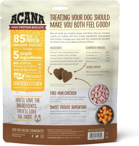 Acana 'Kentucky Dogstar Chicken' Pork Liver Recipe Large Crunchy Dog Biscuits - 9 oz Bag - Image 2