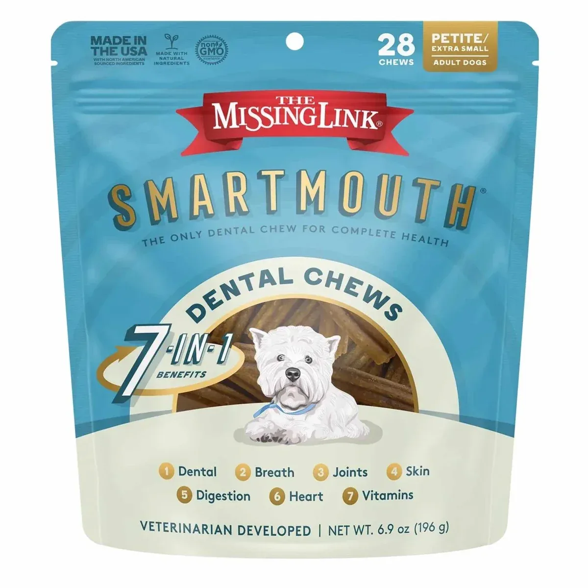 The Missing Link - SMARTMOUTH Dental Dog Chew, PETITE DOG 28CT