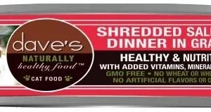 Dave's Pet Food Naturally Healthy Shredded Salmon in Gravy Canned Cat Food - 5.5 oz Cans - Case of 24