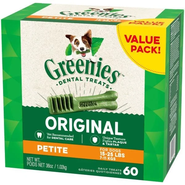 Greenies Petite Value Tub Treat Pack Dental Dog Treats - 36 oz - 60 Count
