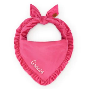 Hot Pink Velvet Ruffled Dog Bandana