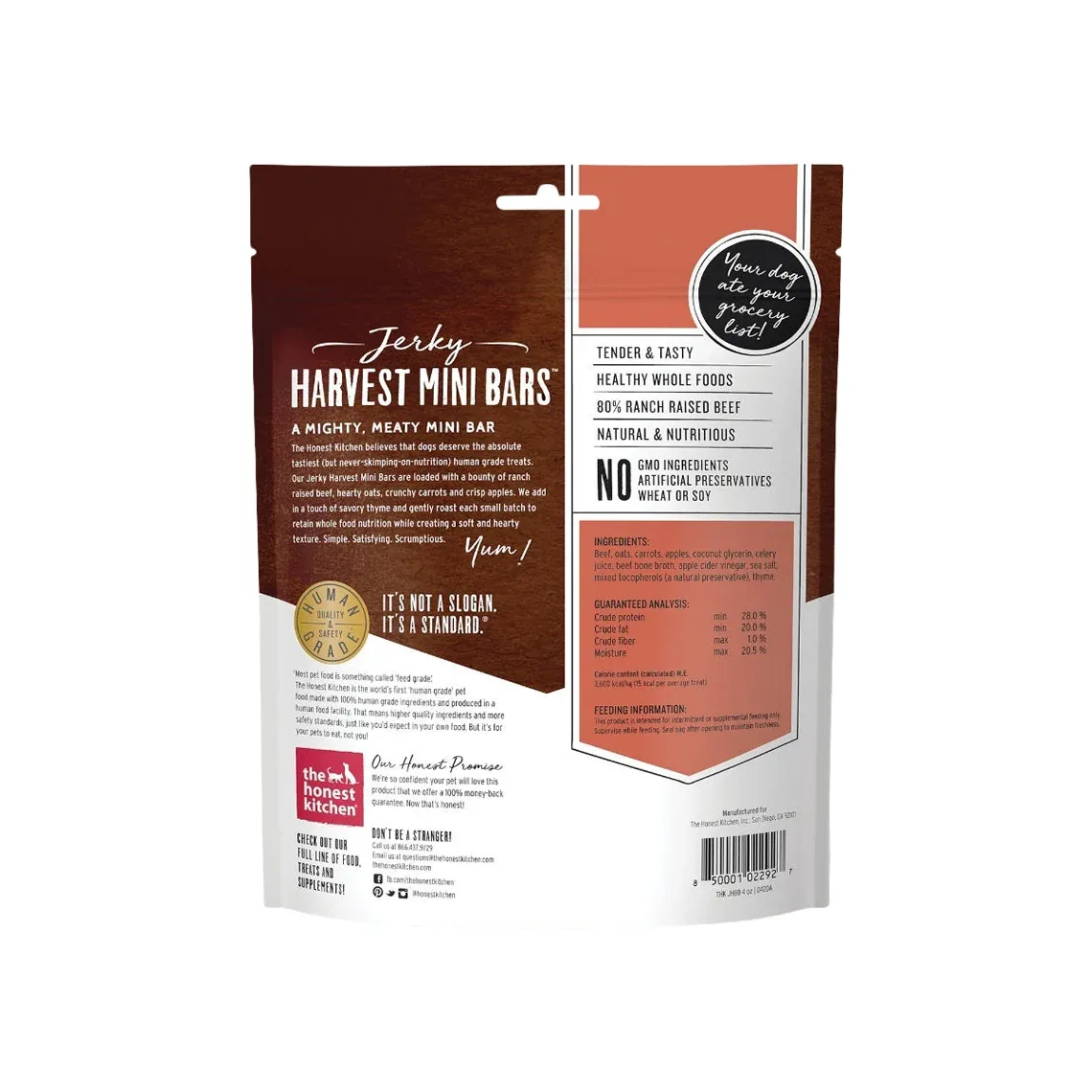 The Honest Kitchen Jerky Harvest Mini Bars 4 oz Treats for Dogs - Image 2