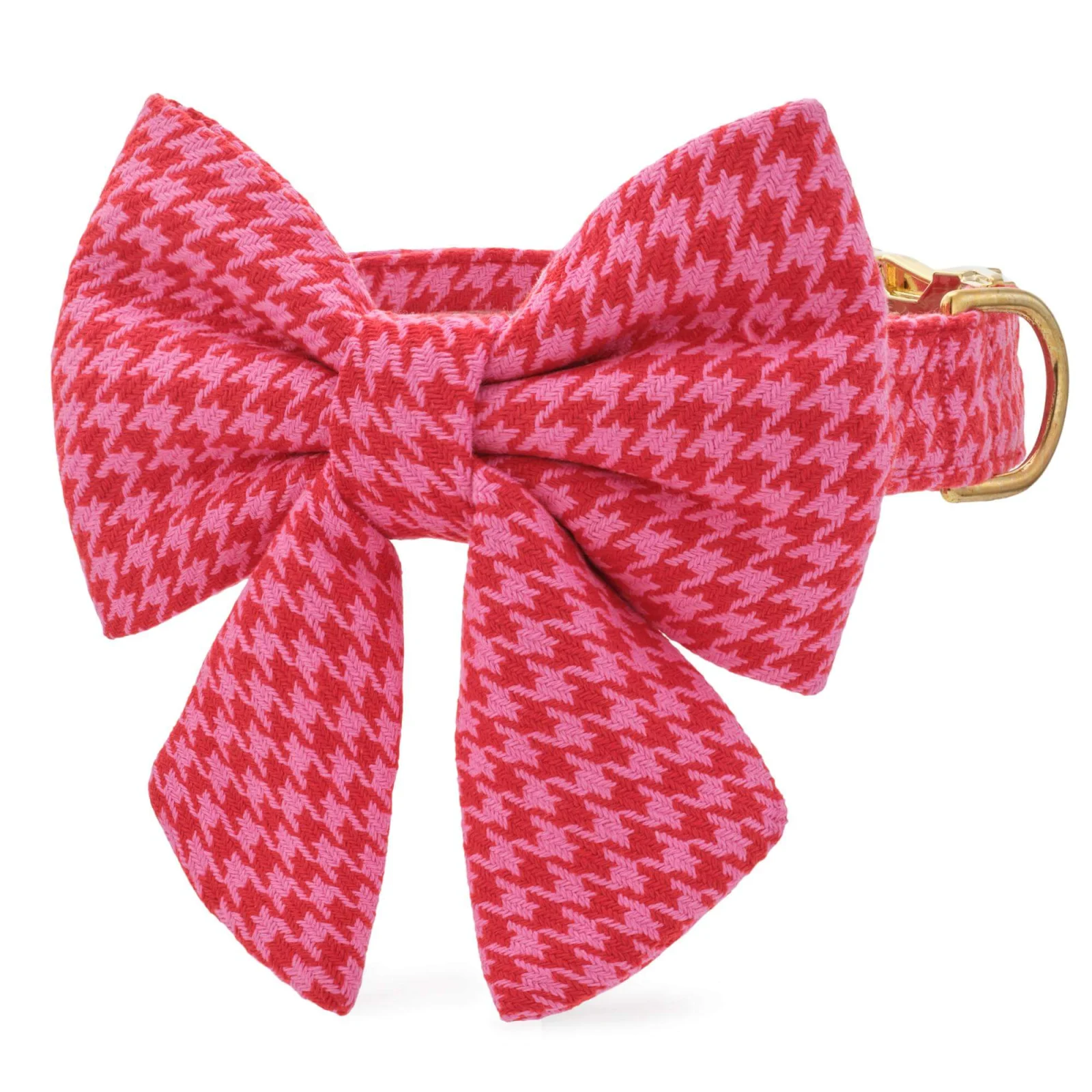 Pink and Red Houndstooth Lady Bow Collar