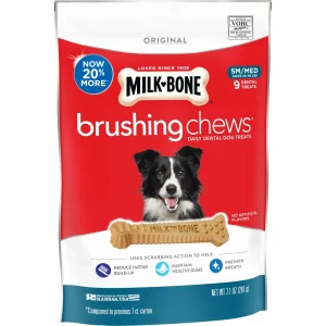 Milk-Bone Original Bone Brushing Chews Chicken Flavored Dental Dog Treats - Small/Medium
