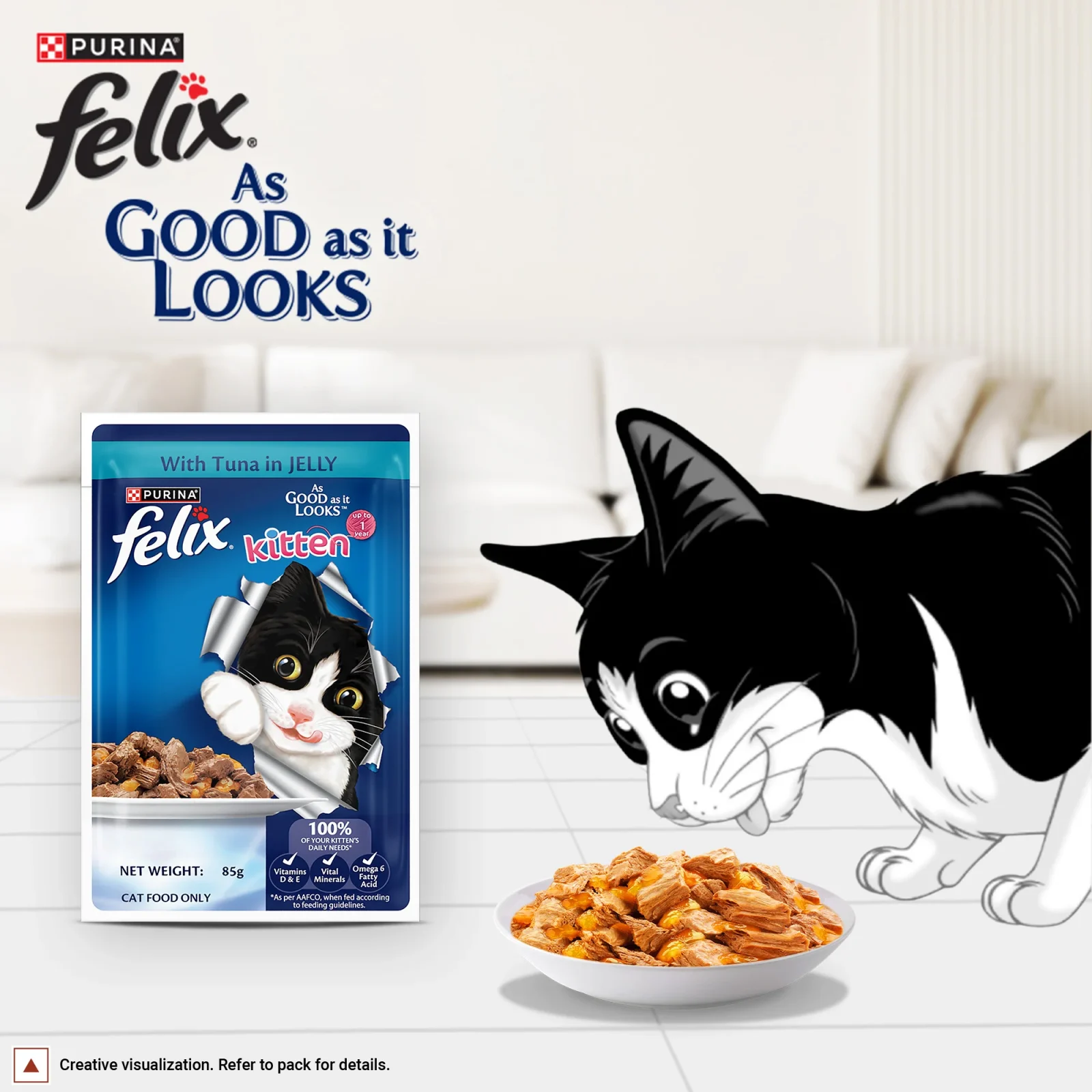 Purina Felix with Tuna in Jelly Complete and Balanced Kitten Wet Food - Image 2