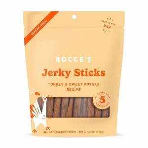 Bocce's Bakery Turkey Sweet Potato Jerky Sticks Dog Treats 4 oz