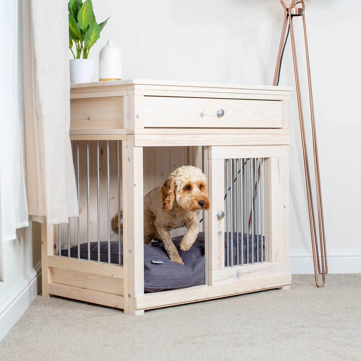 Wooden Sliding Door Salcombe Dog Crate with Drawer by Lords & Labradors - Image 2