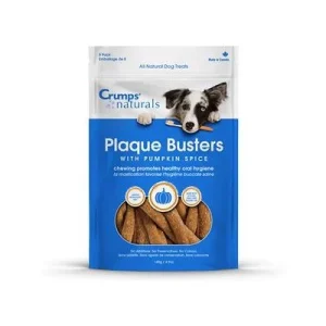 Crumps' Naturals Pumpkin Spice Plaque Buster Dog Dental Hard Chews - 4.9 oz Bag