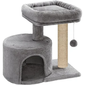 Furrlovers Tree with Scratching Post Condo and Toy Ball for Cats (Grey)