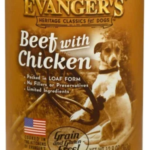 Evanger's Beef with Chicken All Meat Classic Canned Wet Dog Food - 13 oz Cans - Case of 12