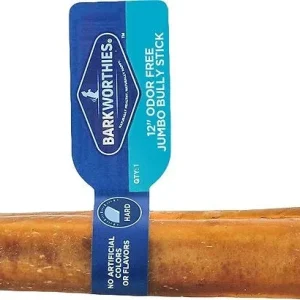 Barkworthies Premium Odor Free Dog Bully Sticks - 12" Jumbo - 20 ct Case - Case of 1