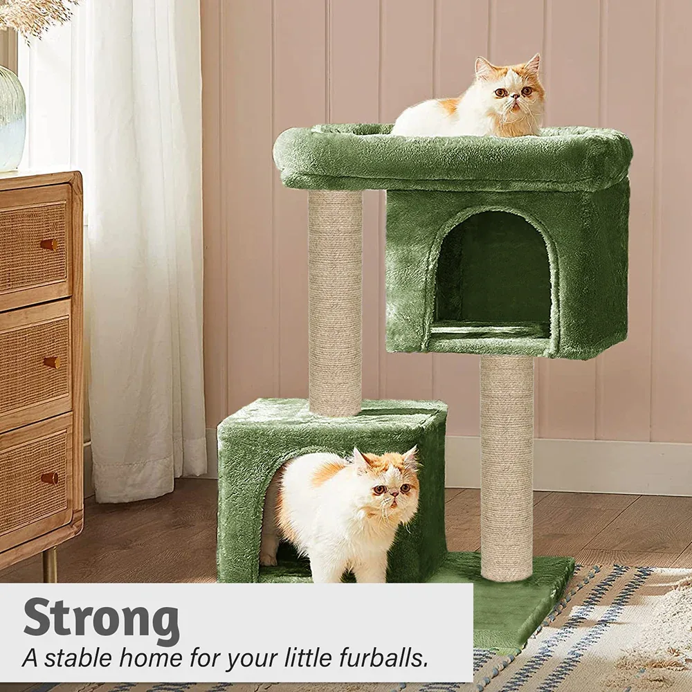 Furrlovers Activity Kitten Tree with Plush Fur Fabric and Detachable Bed (Green) - Image 2
