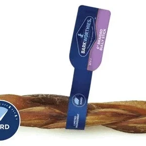 Barkworthies Naturally Scented Braided Dog Bully Sticks 6" - 30 ct Case - Case of 1