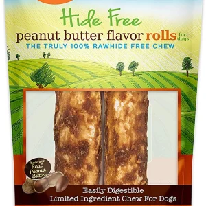 Canine Naturals Hide-Free Peanut Butter Rolls Chewy Dog Treats - 7 Inch - 7.6 oz - 2 Count