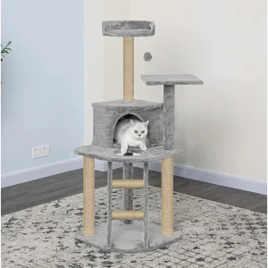 Furrlovers Multi Level Cat Tree with Plush Condo & Jute Scratching Posts (Grey)