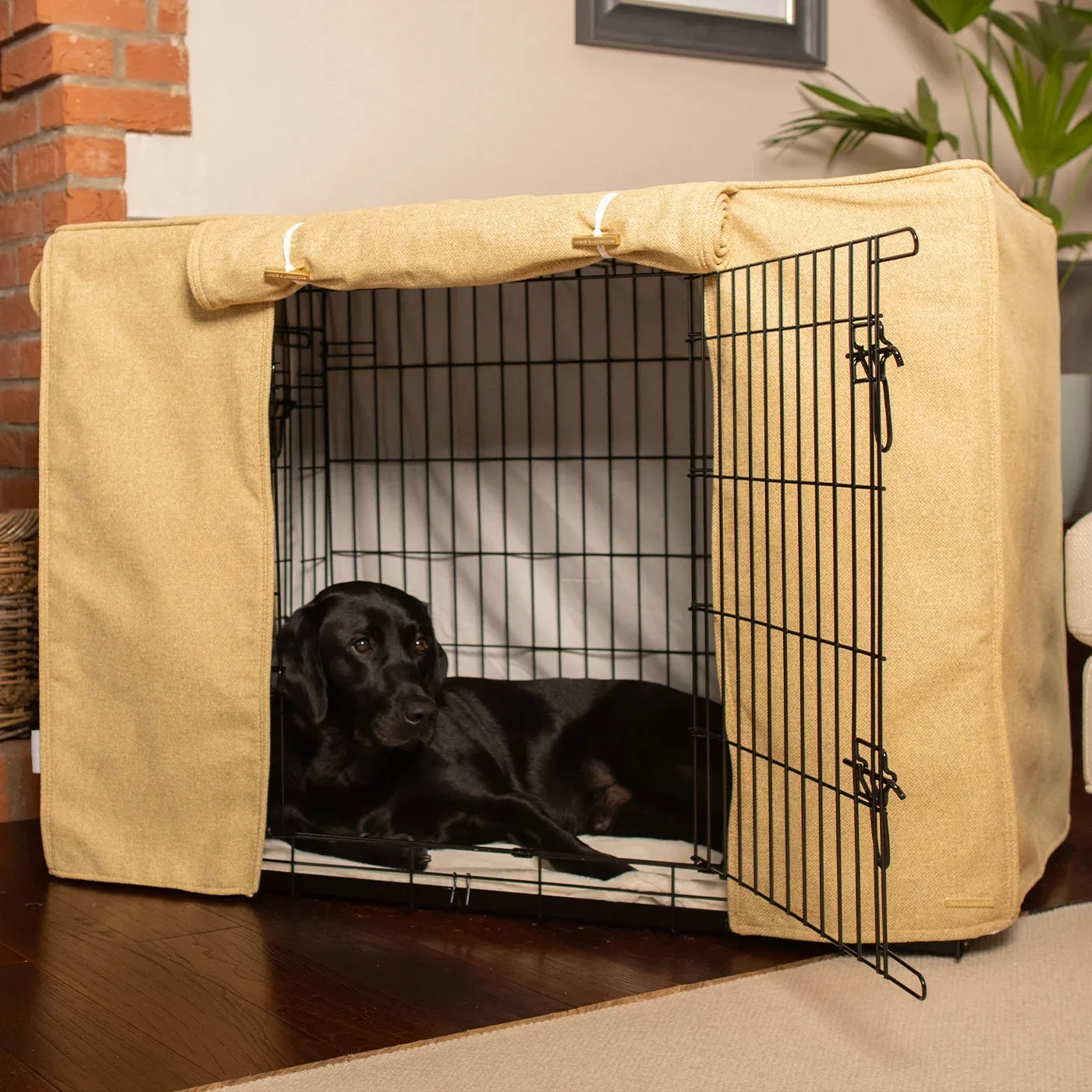 Dog Crate with Crate Cover in Honeysuckle Orkney Tweed by Lords & Labradors - Image 2