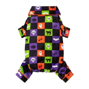 Halloween Checkerboard Collared Dog Pajamas