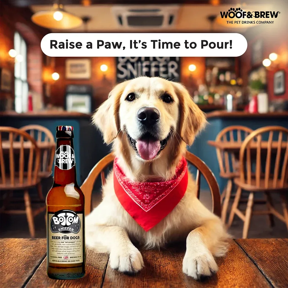 Woof & Brew Bottom Sniffer Non Alcoholic Chicken & Malt Original Beer for Dogs - Image 2