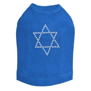 Hanukkah Star of David Rhinestuds Tank Top in Blue