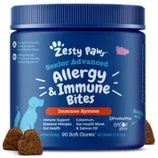 Zesty Paws Senior Advanced Allergy & Immune Bites Salmon Flavored Soft Chew Supplement for Dogs