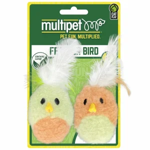 Multipet Feather Bird with Catnip Cat Toy Assorted, 5 in, 2-Count