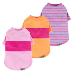 3 Pack Pink Striped Dog Shirt