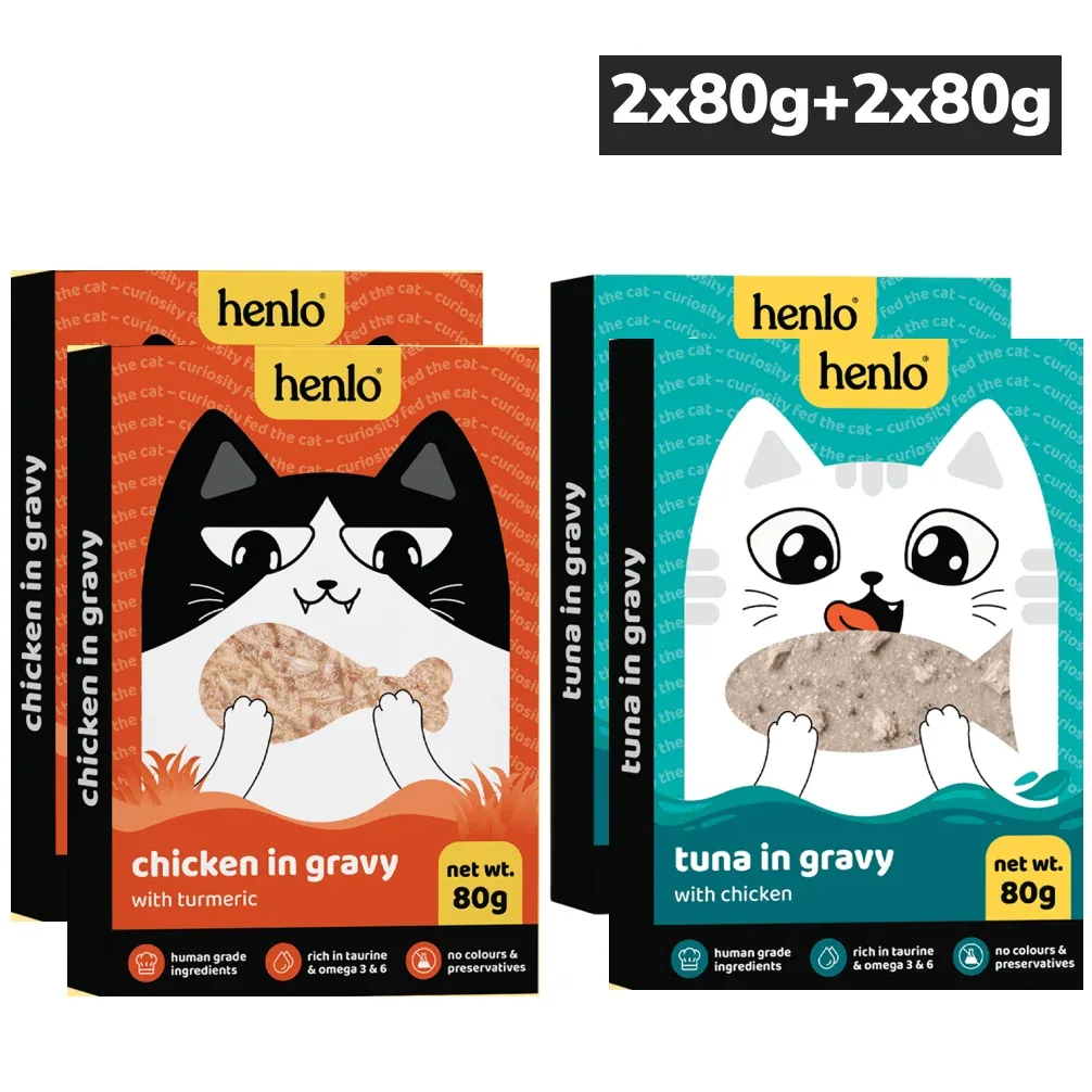 Henlo Trial Pack Chicken in Gravy With Turmeric and Tuna & Chicken in Gravy Adult Cat Wet Food Combo - Image 2