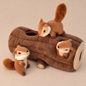 SQUIRREL BURROW LOG DOG TOY