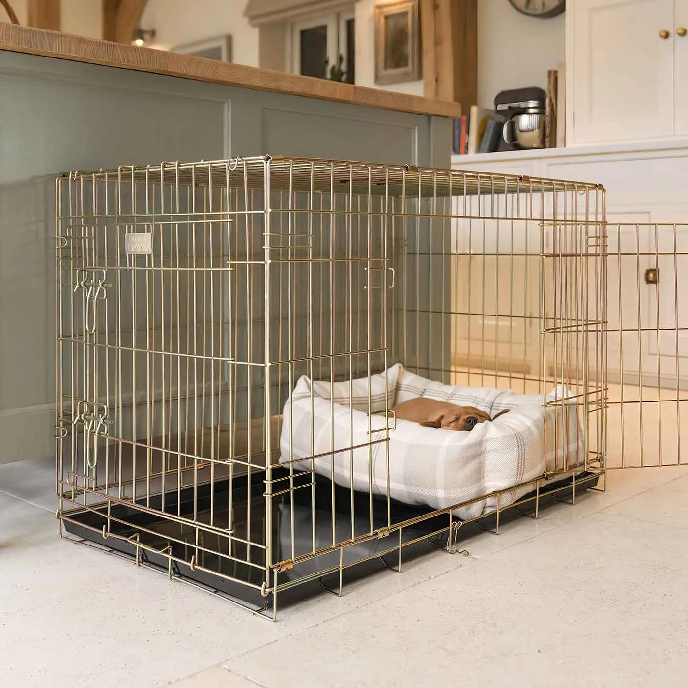 Dog Crate with Cosy & Calming Puppy Crate Bed in Balmoral Natural Tweed by Lords & Labradors