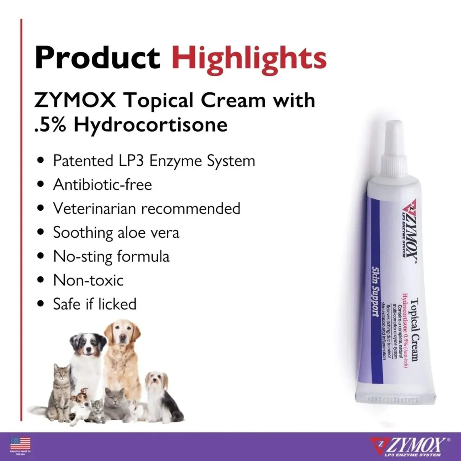Zymox Topical Cream with Hydrocortisone for Dogs & Cats - Image 2