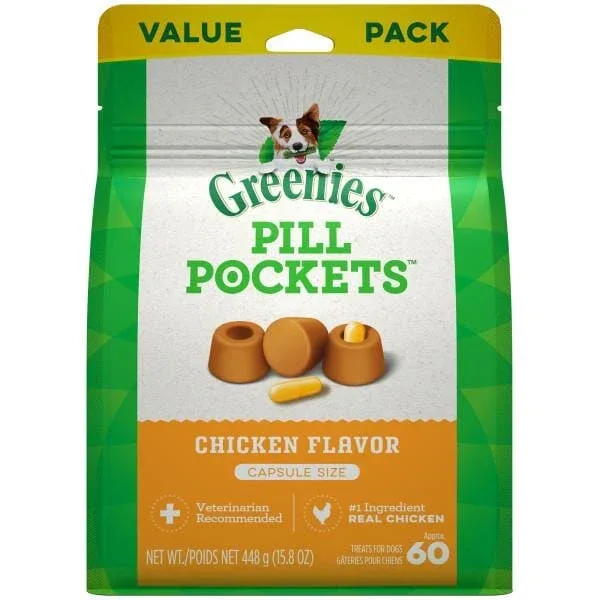 Greenies Pill Pockets for Dogs Chicken Capsule Value Bag - 15.8 oz