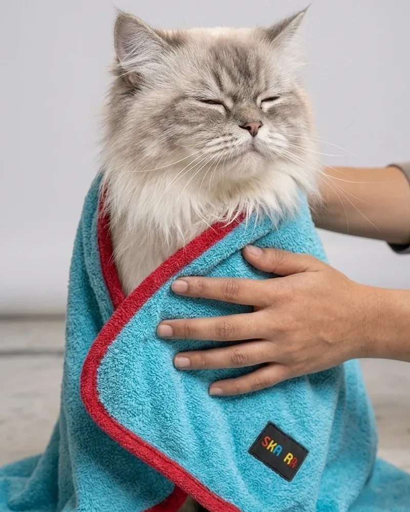 Skatrs Pet towel (Light Blue and Red)