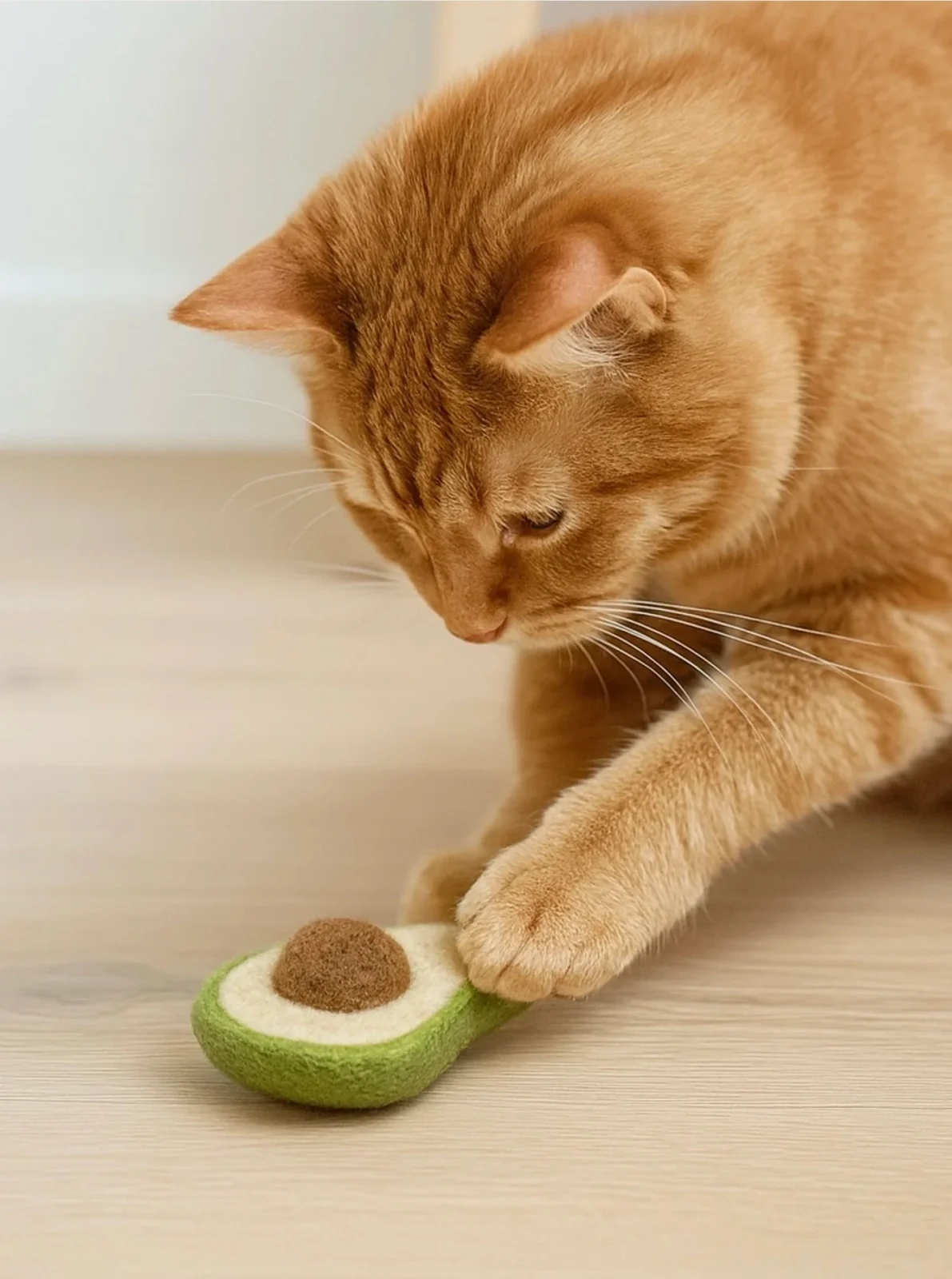 AVOCADO FELTED WOOL CAT TOY - Image 2