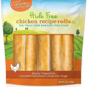 Canine Naturals Hide-Free Chicken Rolls Natural Dog Chews - 7 Inch - 19.4 oz - 5 Count
