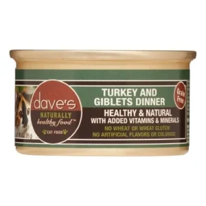 Dave's Pet Food Naturally Healthy Turkey & Giblets Dinner Canned Cat Food - 3 oz Cans - Case of 24